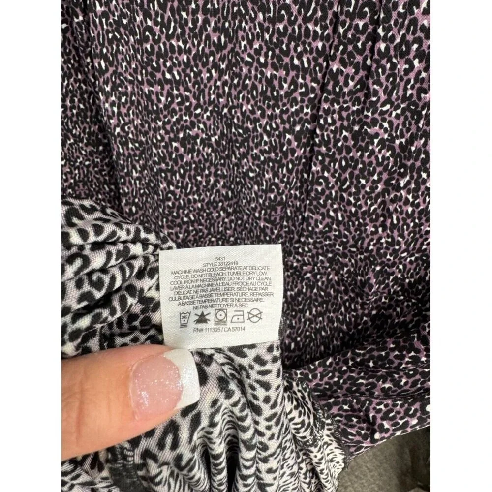 Tory Burch Women's Purple Black Animal Print Long Sleeve Dress Size XS